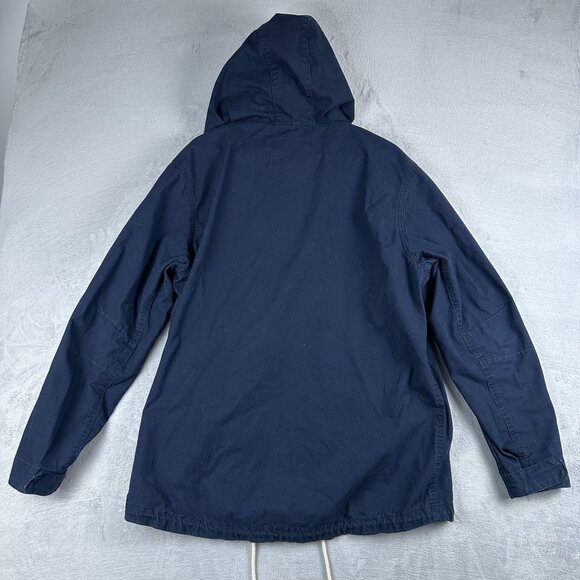 Divided By H&M Parka Jacket Mens Size Medium Hooded Full Zip Up Navy - Picture 2 of 15